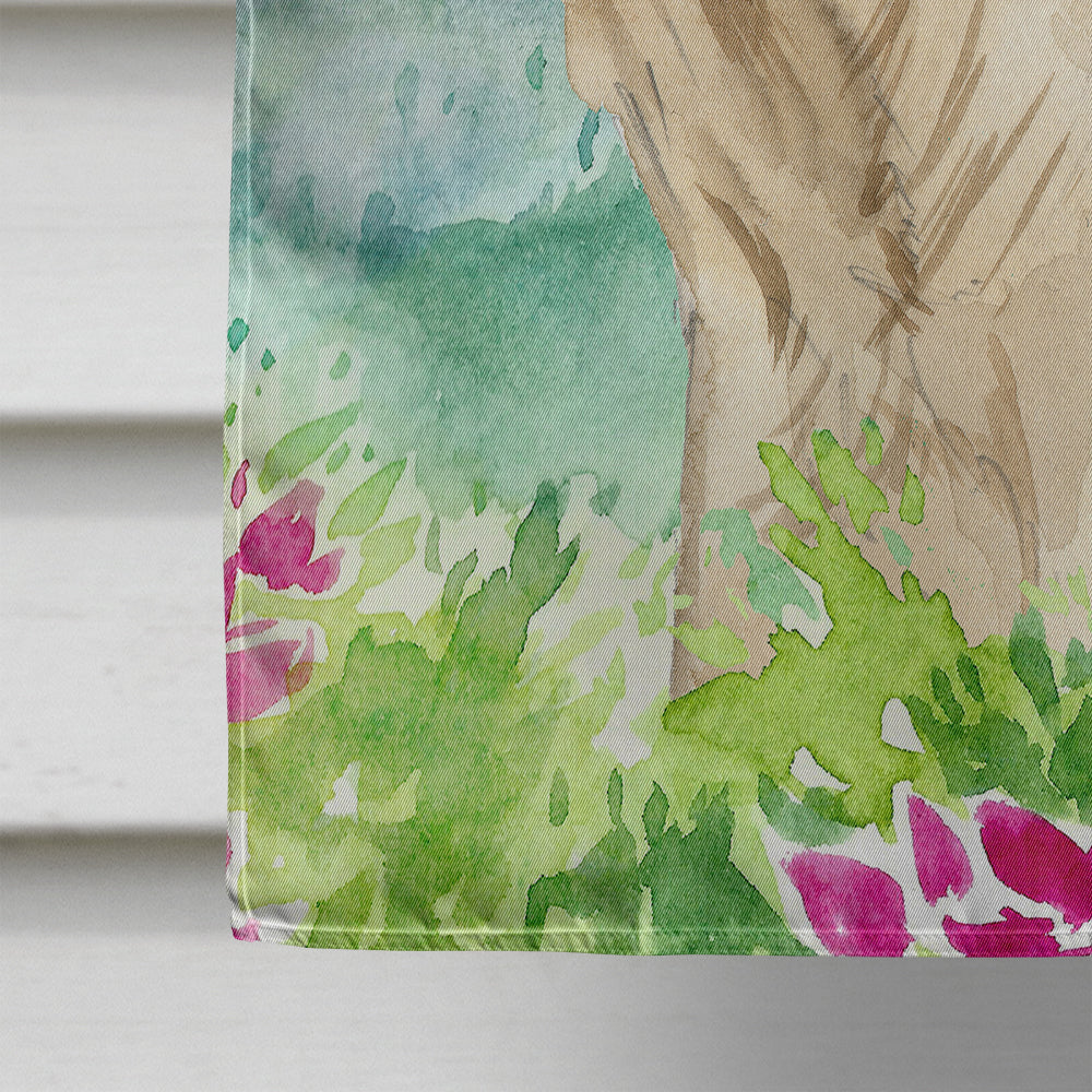 Mountain Flowers Golden Retriever House Flag 28x40 Porch Sleeve Pole Decorative Outside Yard Banner Artwork Wall Hanging, Polyester