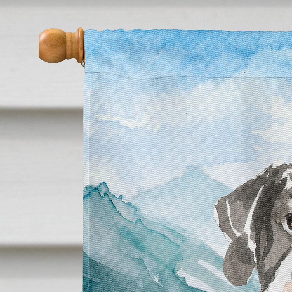 Mountain Flowers English Pointer House Flag 28x40 Porch Sleeve Pole Decorative Outside Yard Banner Artwork Wall Hanging, Polyester