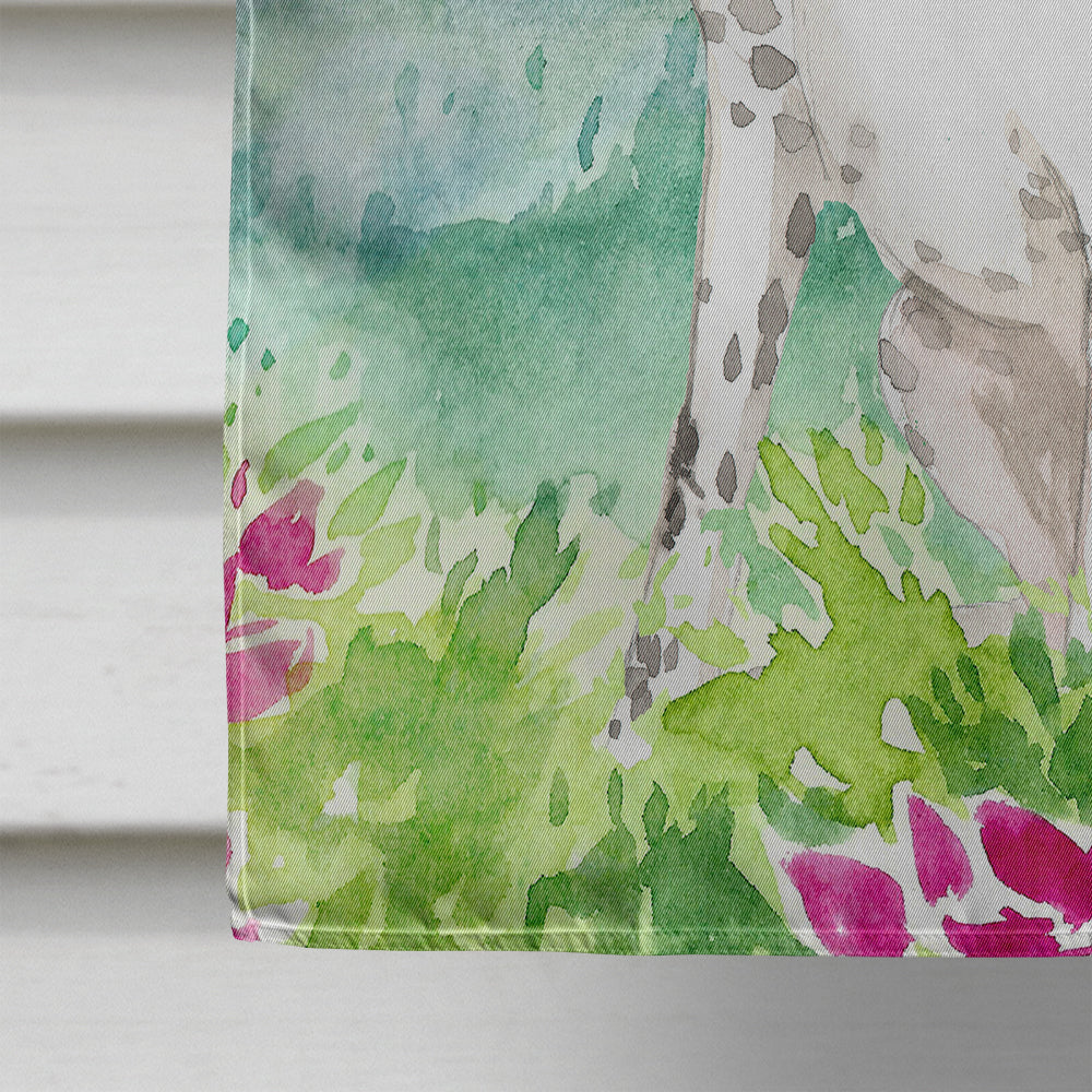 Mountain Flowers English Pointer House Flag 28x40 Porch Sleeve Pole Decorative Outside Yard Banner Artwork Wall Hanging, Polyester