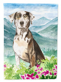 Mountain Flowers Catahoula Leopard Dog House Flag 28x40 Porch Sleeve Pole Decorative Outside Yard Banner Artwork Wall Hanging, Polyester