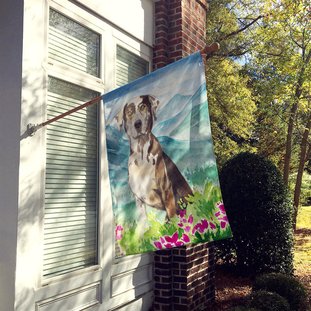 Mountain Flowers Catahoula Leopard Dog House Flag 28x40 Porch Sleeve Pole Decorative Outside Yard Banner Artwork Wall Hanging, Polyester