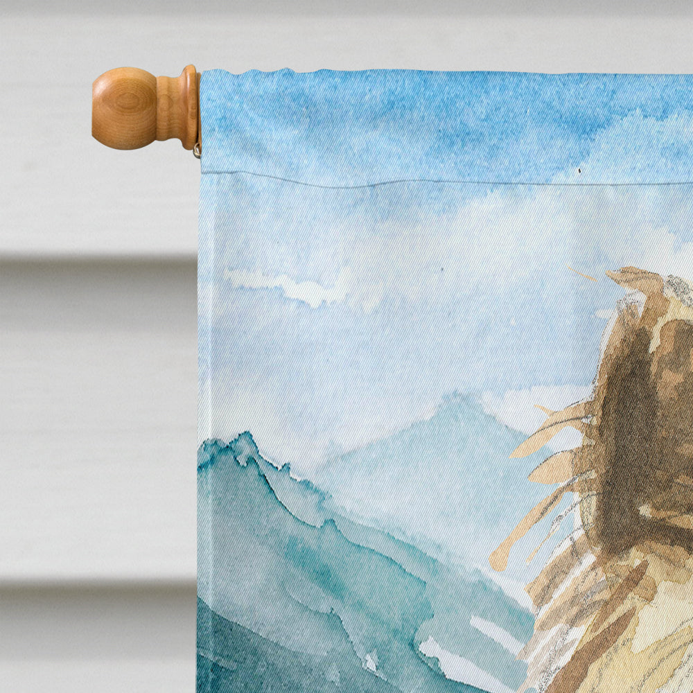 Mountain Flowers Cairn Terrier House Flag 28x40 Porch Sleeve Pole Decorative Outside Yard Banner Artwork Wall Hanging, Polyester
