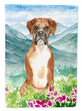 Mountain Flowers Boxer House Flag 28x40 Porch Sleeve Pole Decorative Outside Yard Banner Artwork Wall Hanging, Polyester