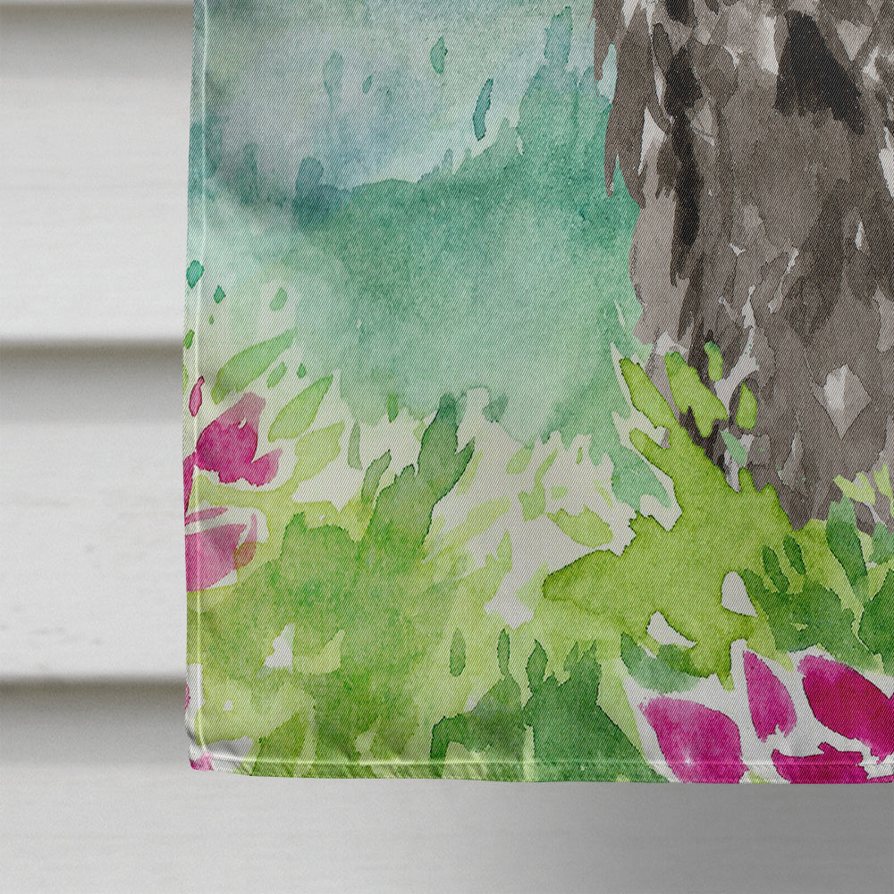 Mountain Flowers Bouvier des Flandres House Flag 28x40 Porch Sleeve Pole Decorative Outside Yard Banner Artwork Wall Hanging, Polyester