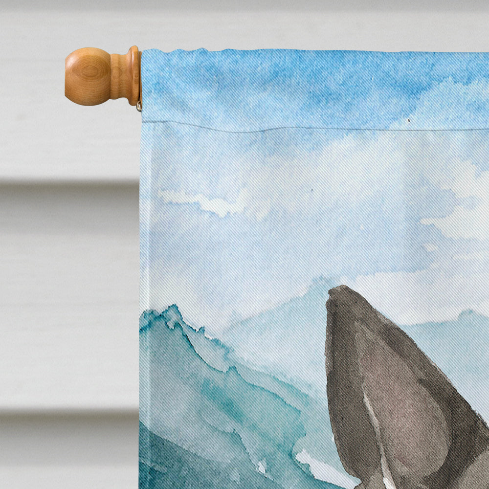 Mountain Flowers Boston Terrier House Flag 28x40 Porch Sleeve Pole Decorative Outside Yard Banner Artwork Wall Hanging, Polyester