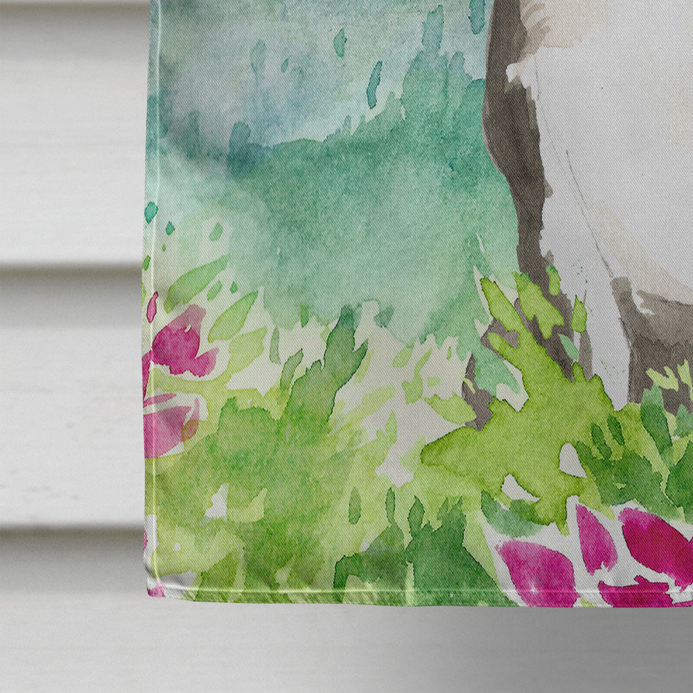 Mountain Flowers Boston Terrier House Flag 28x40 Porch Sleeve Pole Decorative Outside Yard Banner Artwork Wall Hanging, Polyester