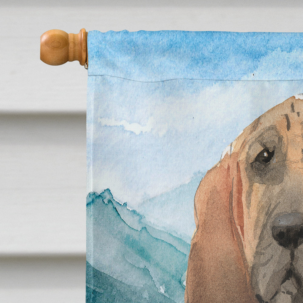 Mountain Flowers Bloodhound House Flag 28x40 Porch Sleeve Pole Decorative Outside Yard Banner Artwork Wall Hanging, Polyester