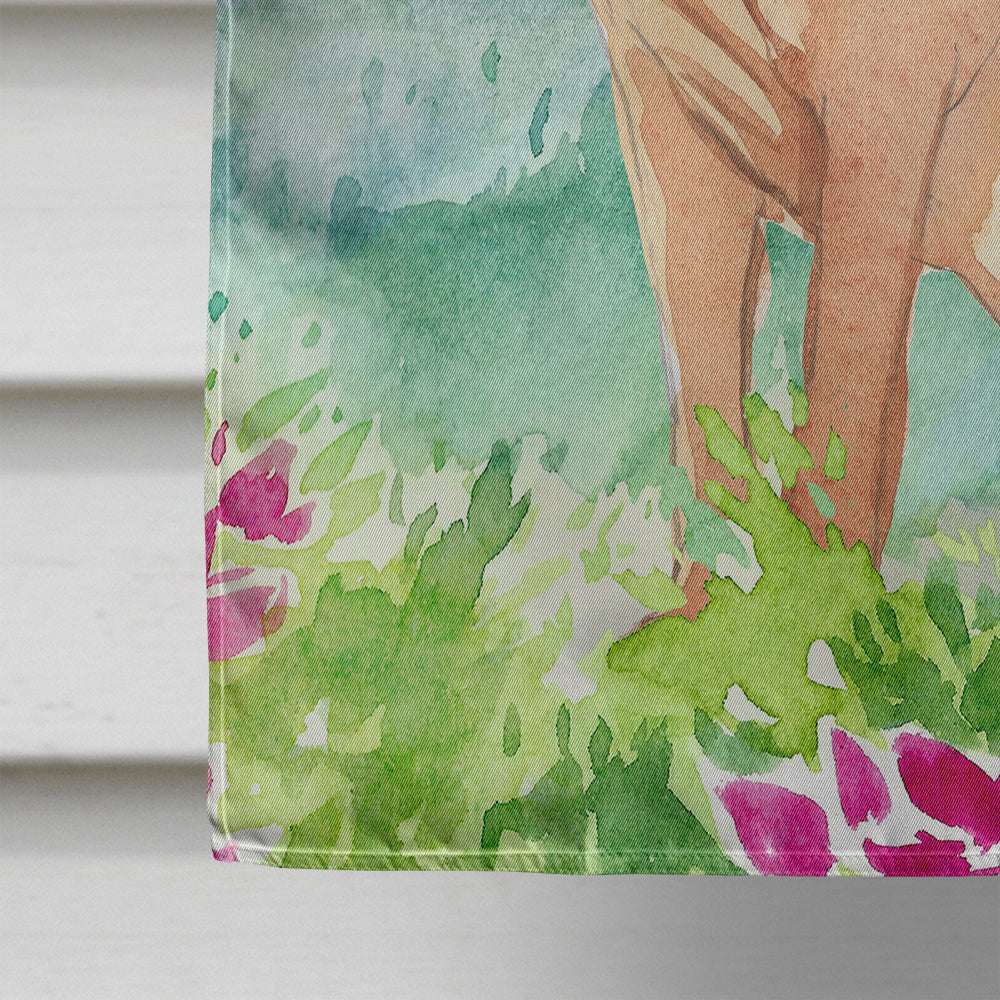 Mountain Flowers Bloodhound House Flag 28x40 Porch Sleeve Pole Decorative Outside Yard Banner Artwork Wall Hanging, Polyester