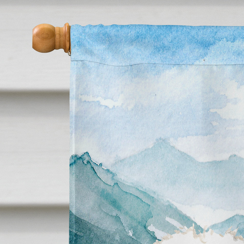 Mountain Flowers Bichon Frise House Flag 28x40 Porch Sleeve Pole Decorative Outside Yard Banner Artwork Wall Hanging, Polyester