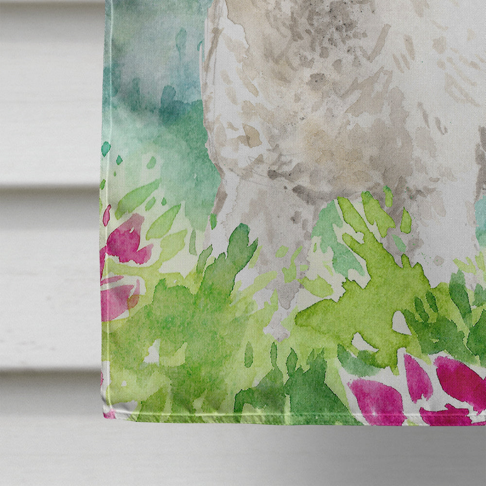 Mountain Flowers Bichon Frise House Flag 28x40 Porch Sleeve Pole Decorative Outside Yard Banner Artwork Wall Hanging, Polyester
