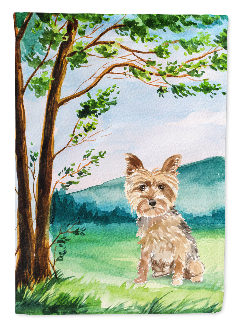 Under the Tree Yorkie Yorkshire Terrier House Flag 28x40 Porch Sleeve Pole Decorative Outside Yard Banner Artwork Wall Hanging, Polyester