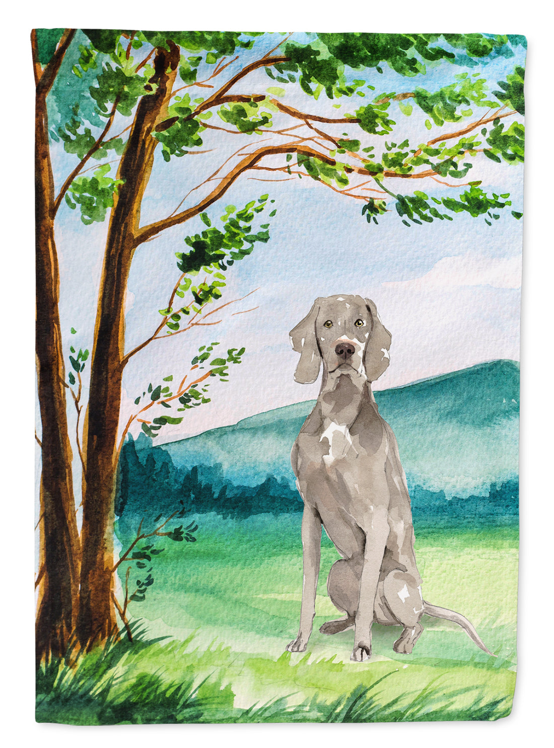 Under the Tree Weimaraner House Flag 28x40 Porch Sleeve Pole Decorative Outside Yard Banner Artwork Wall Hanging, Polyester