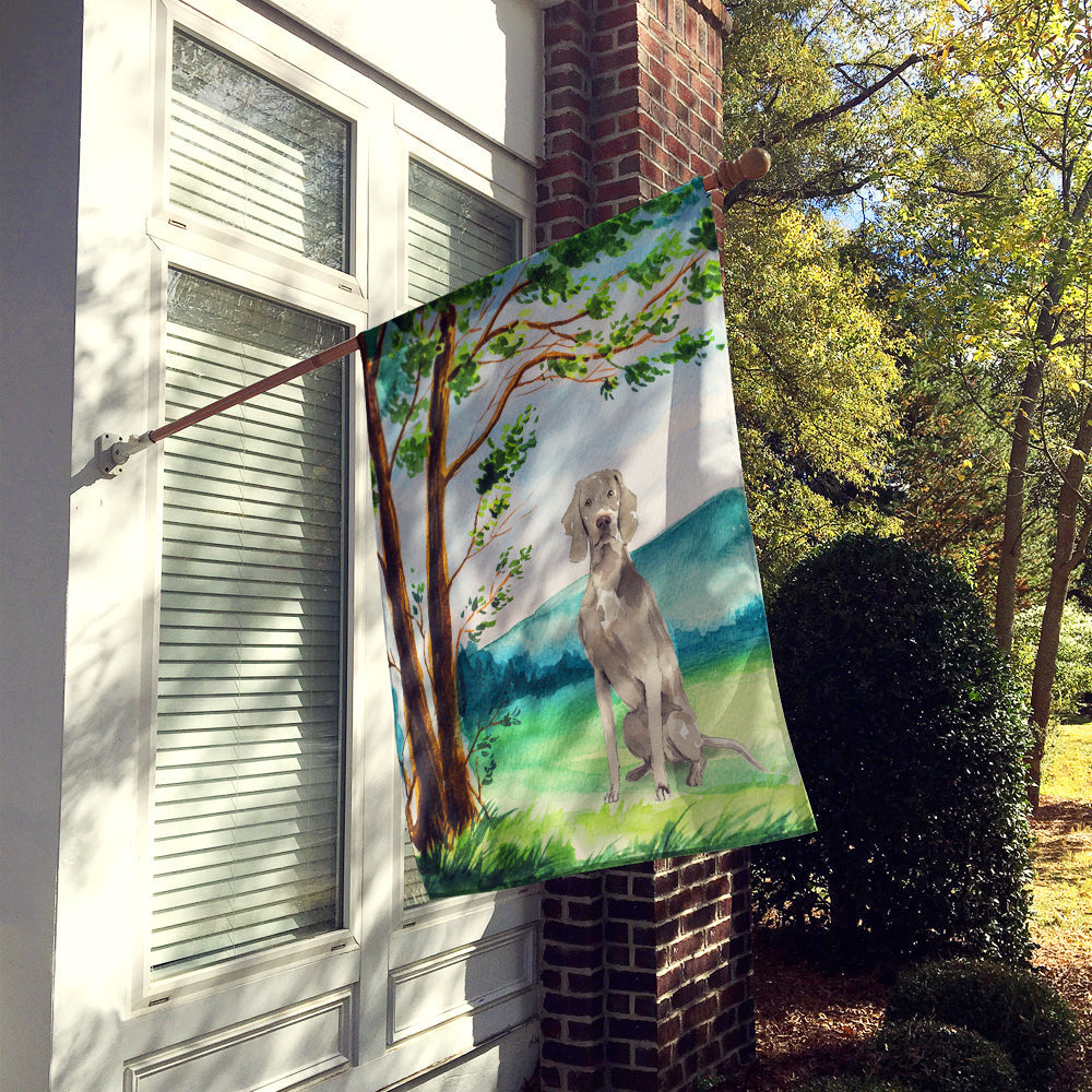 Under the Tree Weimaraner House Flag 28x40 Porch Sleeve Pole Decorative Outside Yard Banner Artwork Wall Hanging, Polyester