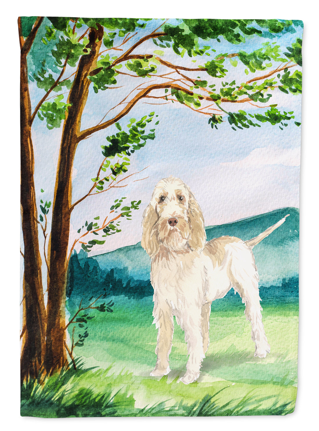 Under the Tree Spinone Italiano House Flag 28x40 Porch Sleeve Pole Decorative Outside Yard Banner Artwork Wall Hanging, Polyester