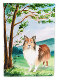 Under the Tree Sheltie House Flag 28x40 Porch Sleeve Pole Decorative Outside Yard Banner Artwork Wall Hanging, Polyester
