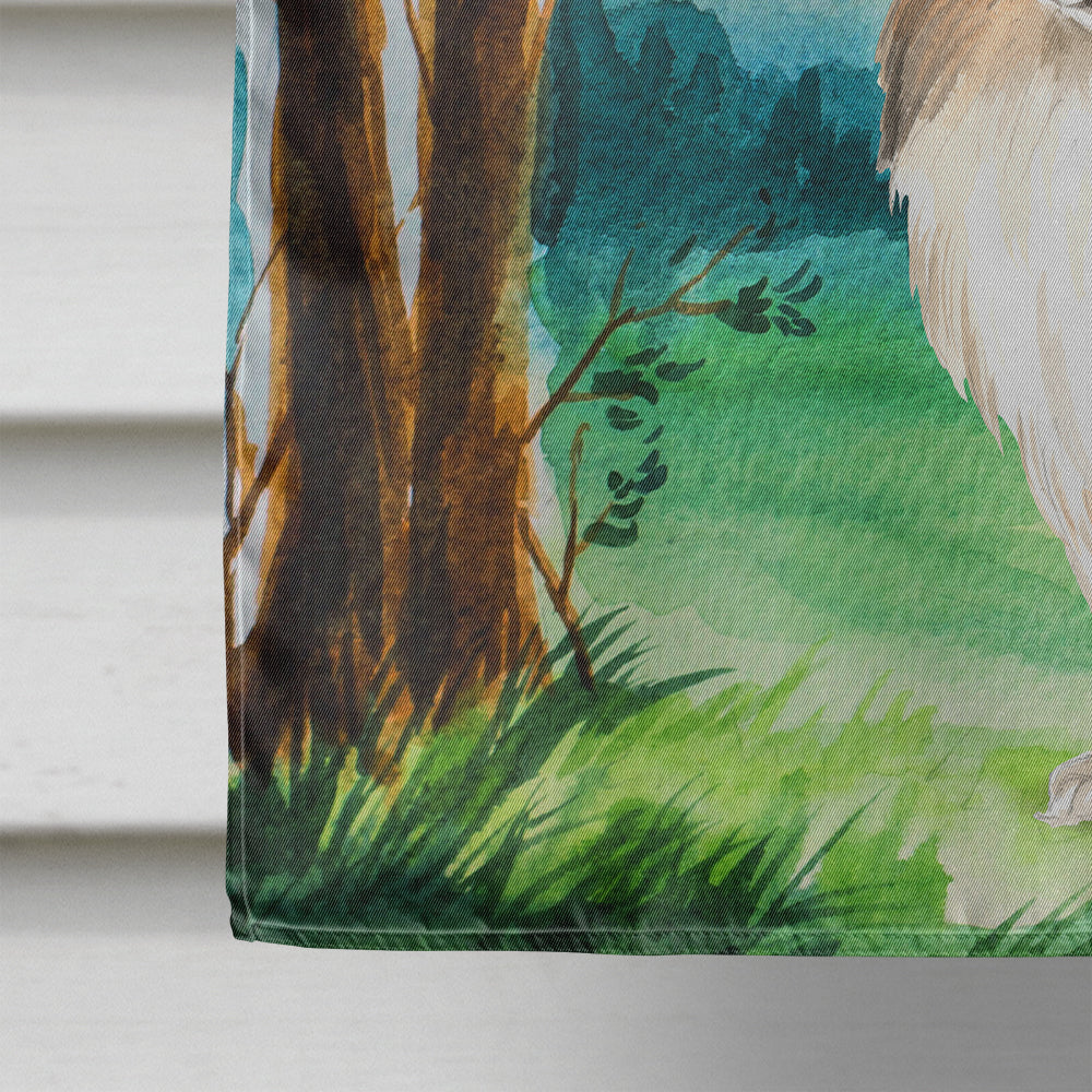 Under the Tree Sheltie House Flag 28x40 Porch Sleeve Pole Decorative Outside Yard Banner Artwork Wall Hanging, Polyester