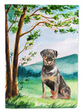Under the Tree Rottweiler House Flag 28x40 Porch Sleeve Pole Decorative Outside Yard Banner Artwork Wall Hanging, Polyester