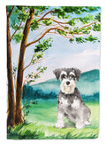 Under the Tree Schnauzer #2 House Flag 28x40 Porch Sleeve Pole Decorative Outside Yard Banner Artwork Wall Hanging, Polyester