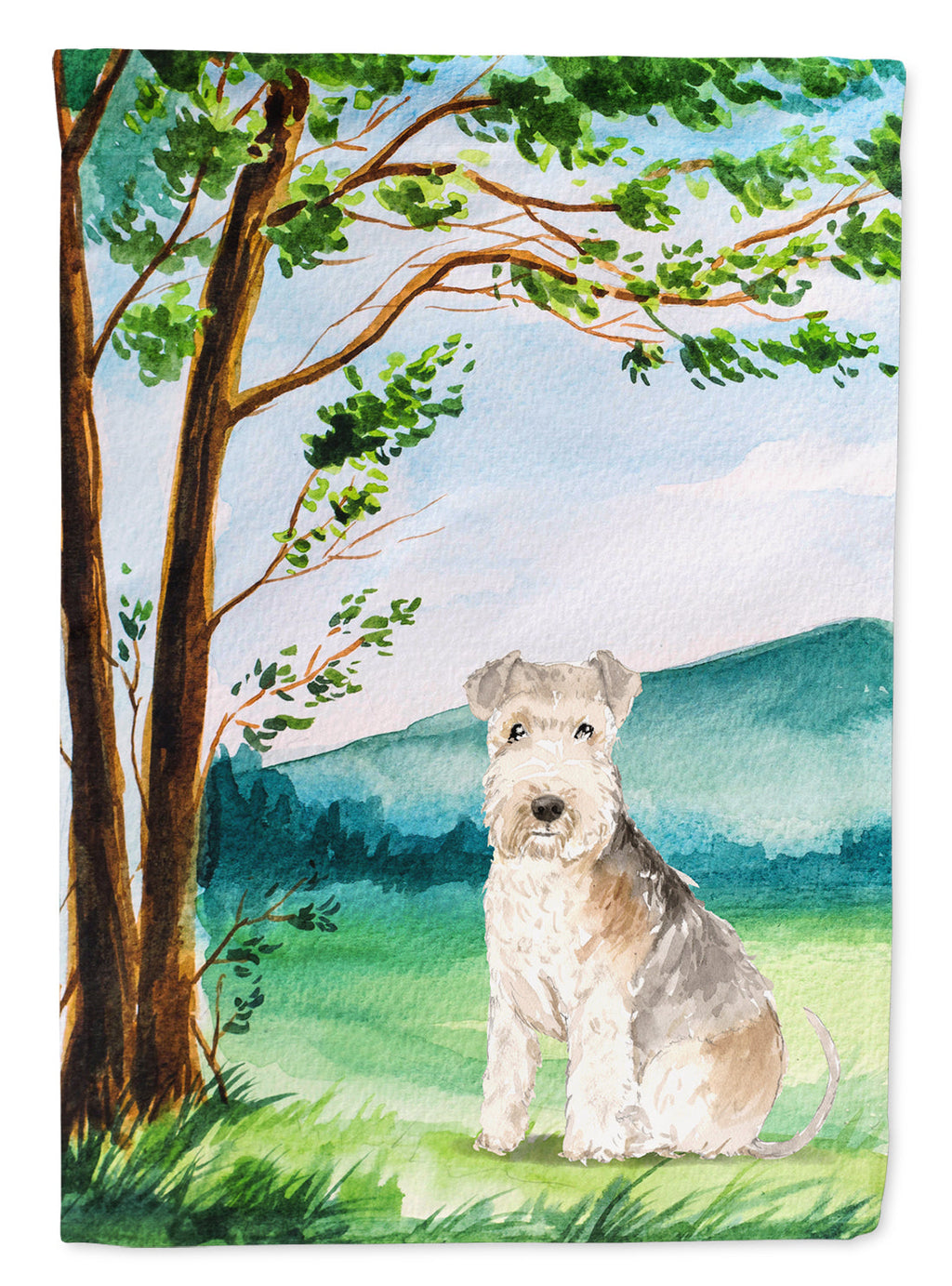 Under the Tree Lakeland Terrier House Flag 28x40 Porch Sleeve Pole Decorative Outside Yard Banner Artwork Wall Hanging, Polyester