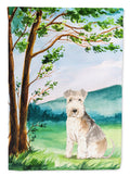 Under the Tree Lakeland Terrier House Flag 28x40 Porch Sleeve Pole Decorative Outside Yard Banner Artwork Wall Hanging, Polyester