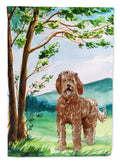 Under the Tree Labradoodle House Flag 28x40 Porch Sleeve Pole Decorative Outside Yard Banner Artwork Wall Hanging, Polyester