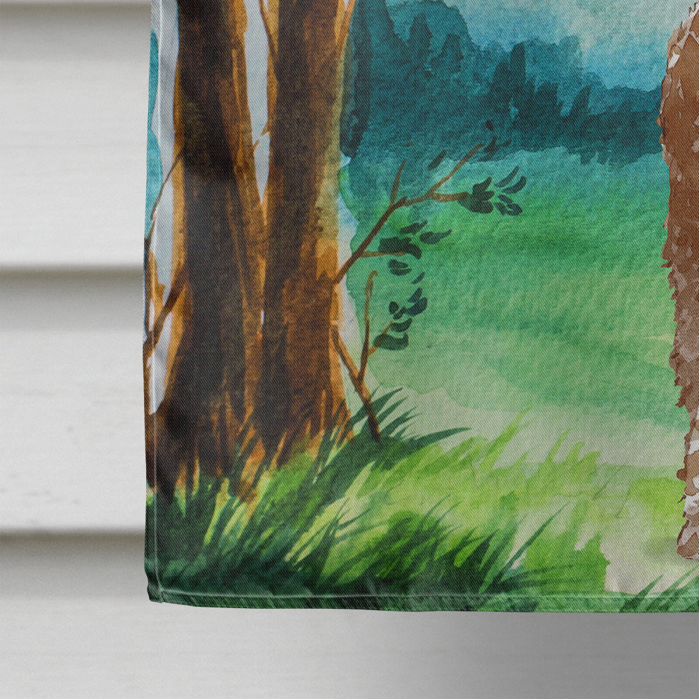 Under the Tree Labradoodle House Flag 28x40 Porch Sleeve Pole Decorative Outside Yard Banner Artwork Wall Hanging, Polyester