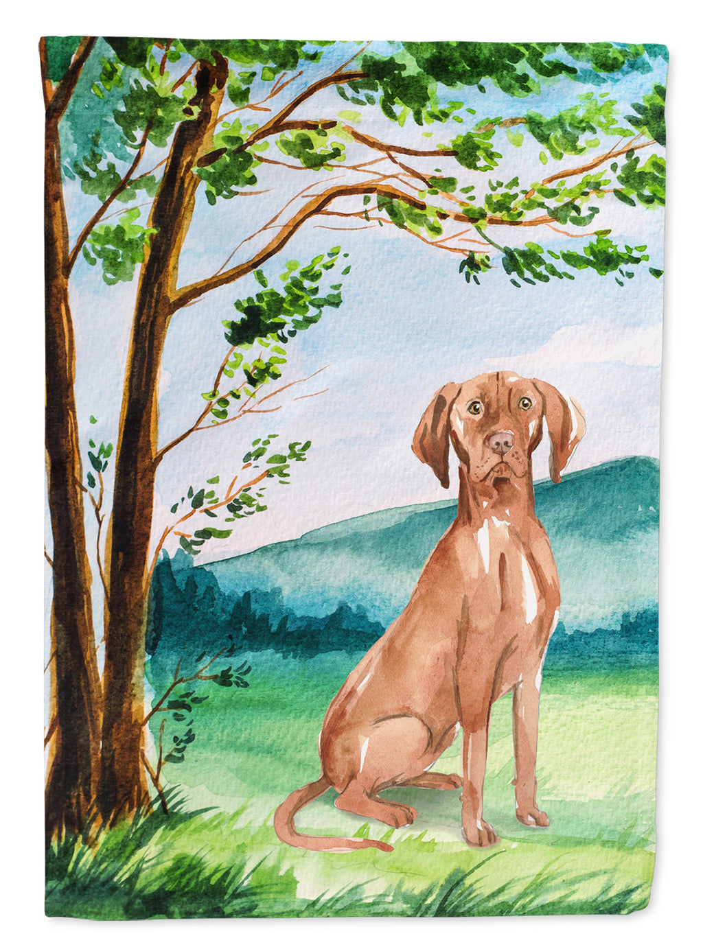 Under the Tree Vizsla House Flag 28x40 Porch Sleeve Pole Decorative Outside Yard Banner Artwork Wall Hanging, Polyester