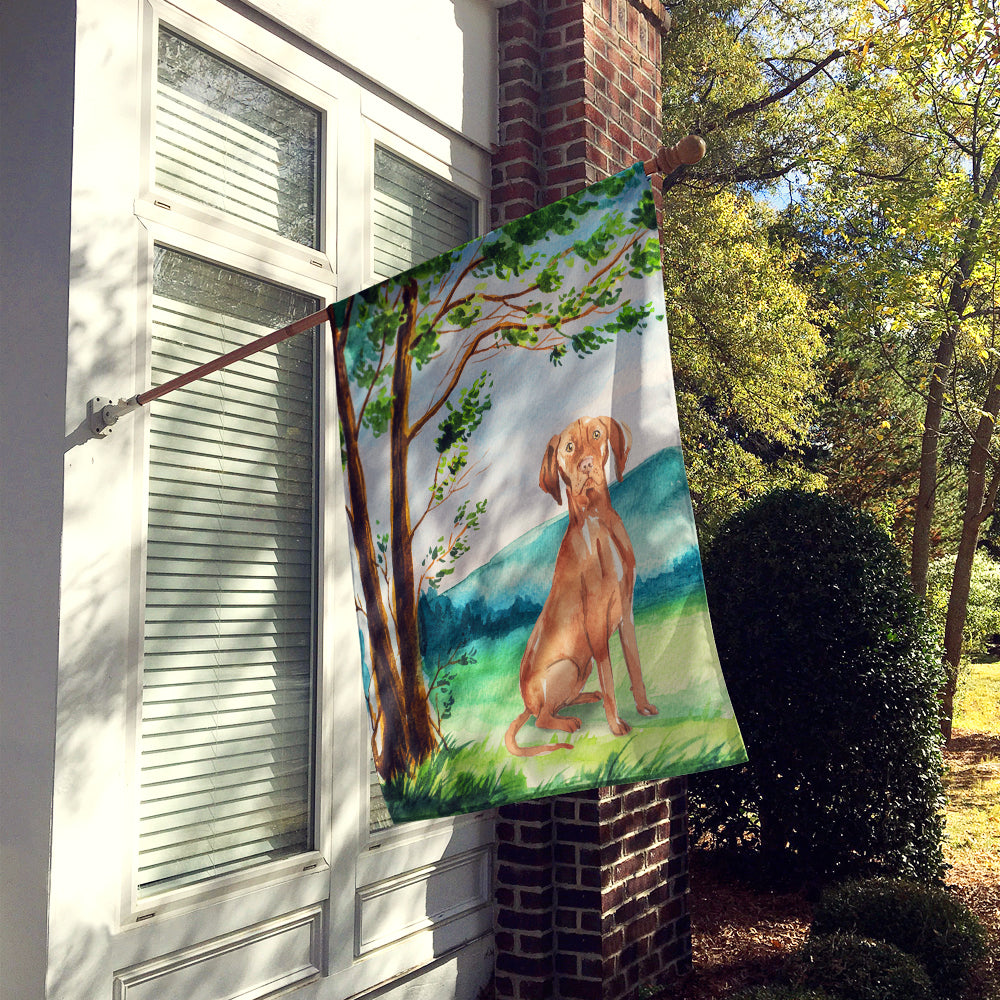 Under the Tree Vizsla House Flag 28x40 Porch Sleeve Pole Decorative Outside Yard Banner Artwork Wall Hanging, Polyester