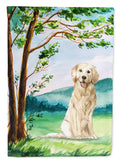 Under the Tree Golden Retriever House Flag 28x40 Porch Sleeve Pole Decorative Outside Yard Banner Artwork Wall Hanging, Polyester