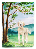 Under the Tree Goldendoodle House Flag 28x40 Porch Sleeve Pole Decorative Outside Yard Banner Artwork Wall Hanging, Polyester