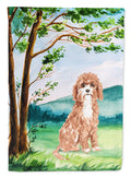 Under the Tree Cavapoo House Flag 28x40 Porch Sleeve Pole Decorative Outside Yard Banner Artwork Wall Hanging, Polyester