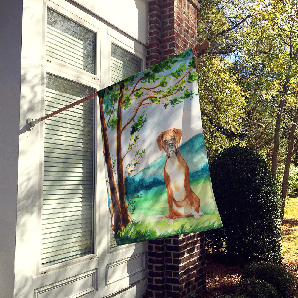 Under the Tree Boxer House Flag 28x40 Porch Sleeve Pole Decorative Outside Yard Banner Artwork Wall Hanging, Polyester