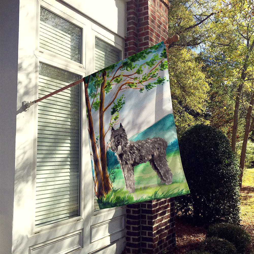Under the Tree Bouvier des Flandres House Flag 28x40 Porch Sleeve Pole Decorative Outside Yard Banner Artwork Wall Hanging, Polyester