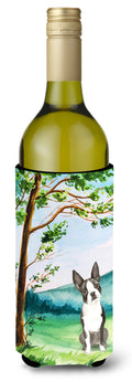 Under the Tree Boston Terrier Wine Bottle Hugger Gift Sleeve for Standard 750 ml Bottles, Insulated Reusable Also Fits Mini Shot & Pint Bottles