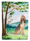 Under the Tree Bloodhound House Flag 28x40 Porch Sleeve Pole Decorative Outside Yard Banner Artwork Wall Hanging, Polyester