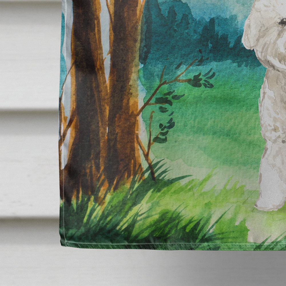 Under the Tree Bichon Frise House Flag 28x40 Porch Sleeve Pole Decorative Outside Yard Banner Artwork Wall Hanging, Polyester