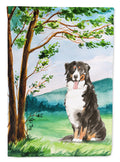 Under the Tree Bernese Mountain Dog House Flag 28x40 Porch Sleeve Pole Decorative Outside Yard Banner Artwork Wall Hanging, Polyester