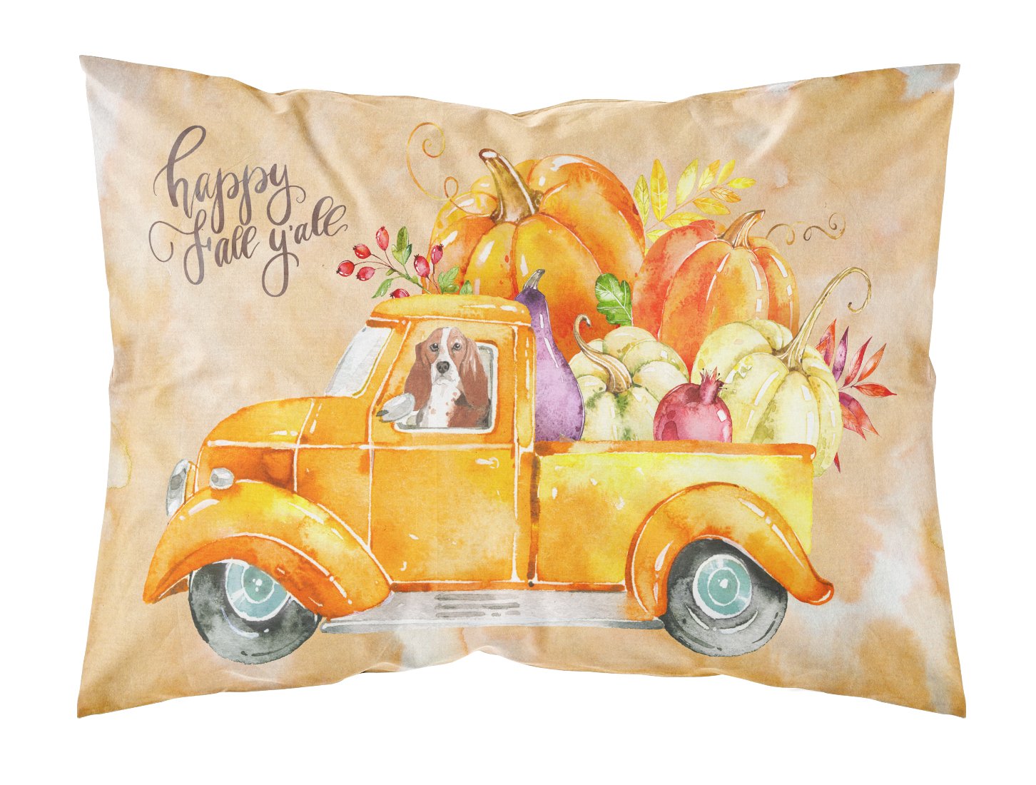 Fall Harvest Basset Hound Standard Pillowcase Lightweight Super Soft Easy Care Decorative Artwork Pillowcase, Standard