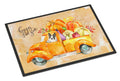 Fall Harvest Boston Terrier Doormat Indoor Outdoor 18H X 27W Front Door Mat Rugs for Entryway, Non Slip Washable