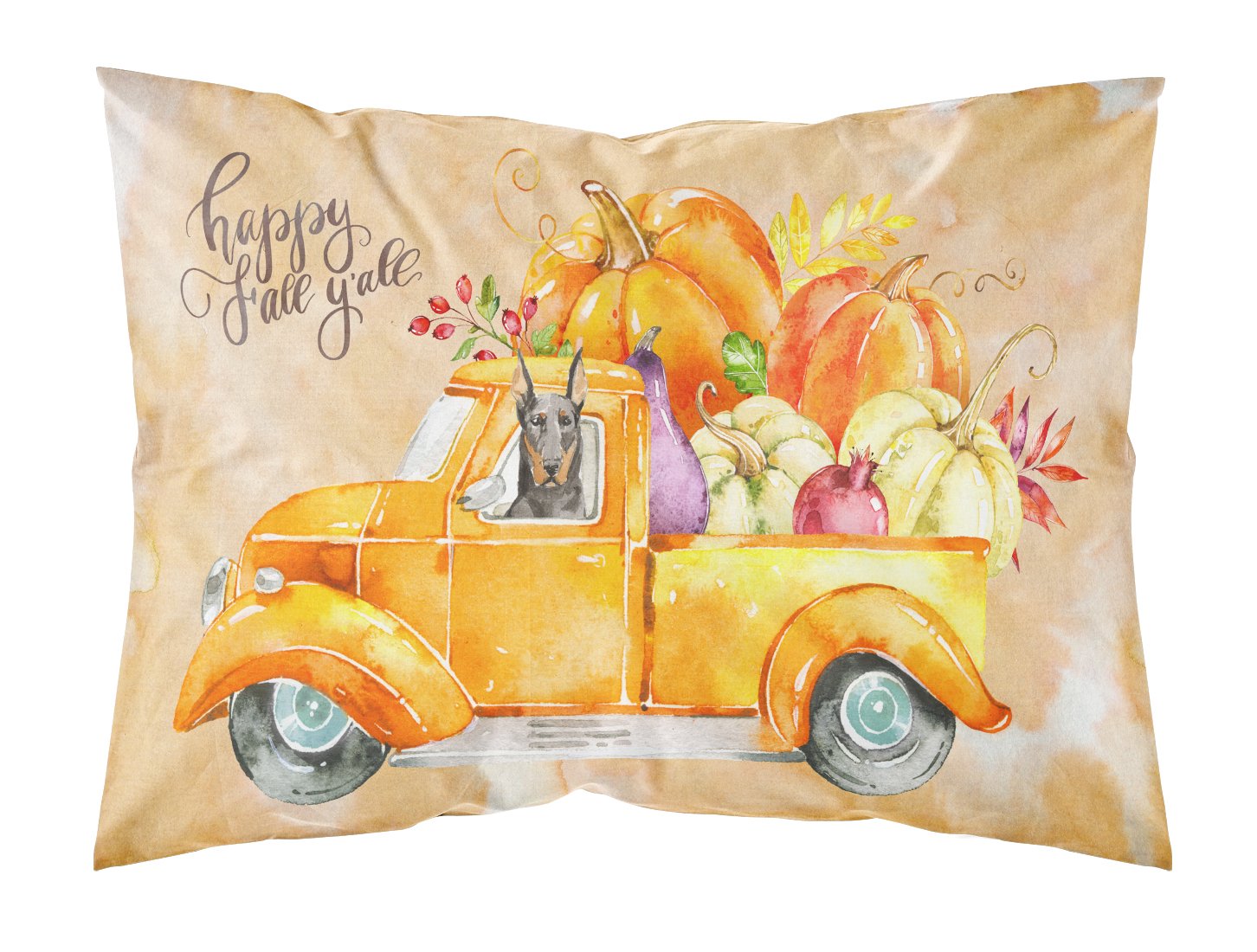 Fall Harvest Doberman Pinscher Standard Pillowcase Lightweight Super Soft Easy Care Decorative Artwork Pillowcase, Standard