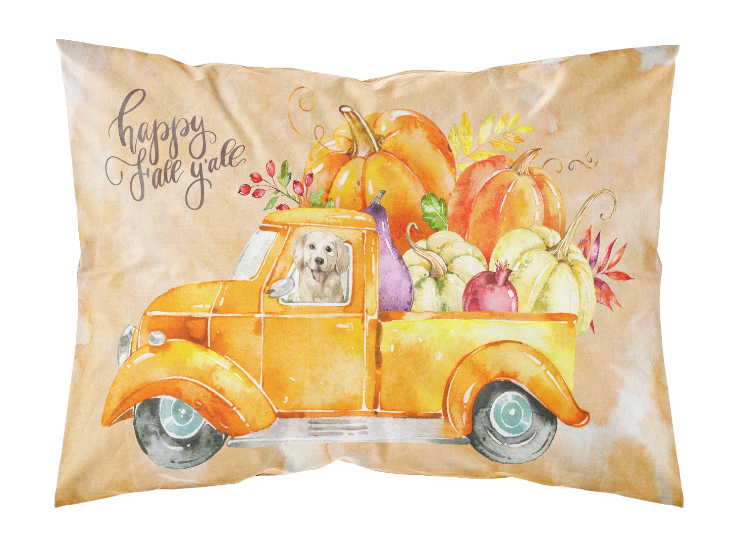 Fall Harvest Golden Retriever Standard Pillowcase Lightweight Super Soft Easy Care Decorative Artwork Pillowcase, Standard