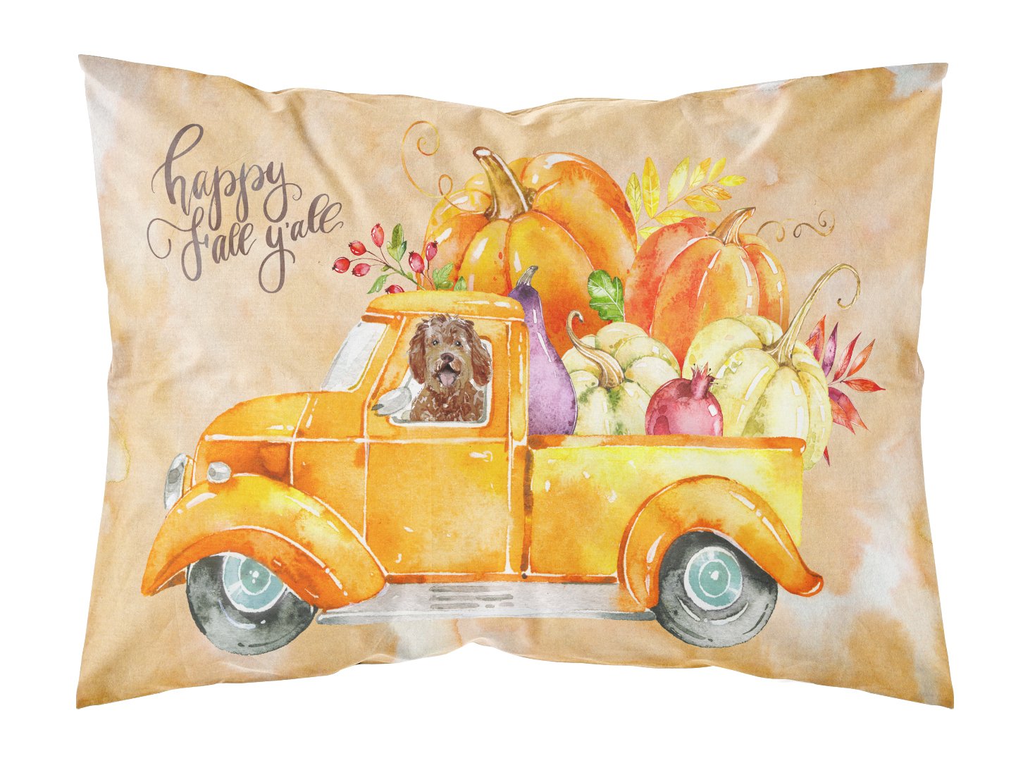 Fall Harvest Labradoodle Standard Pillowcase Lightweight Super Soft Easy Care Decorative Artwork Pillowcase, Standard