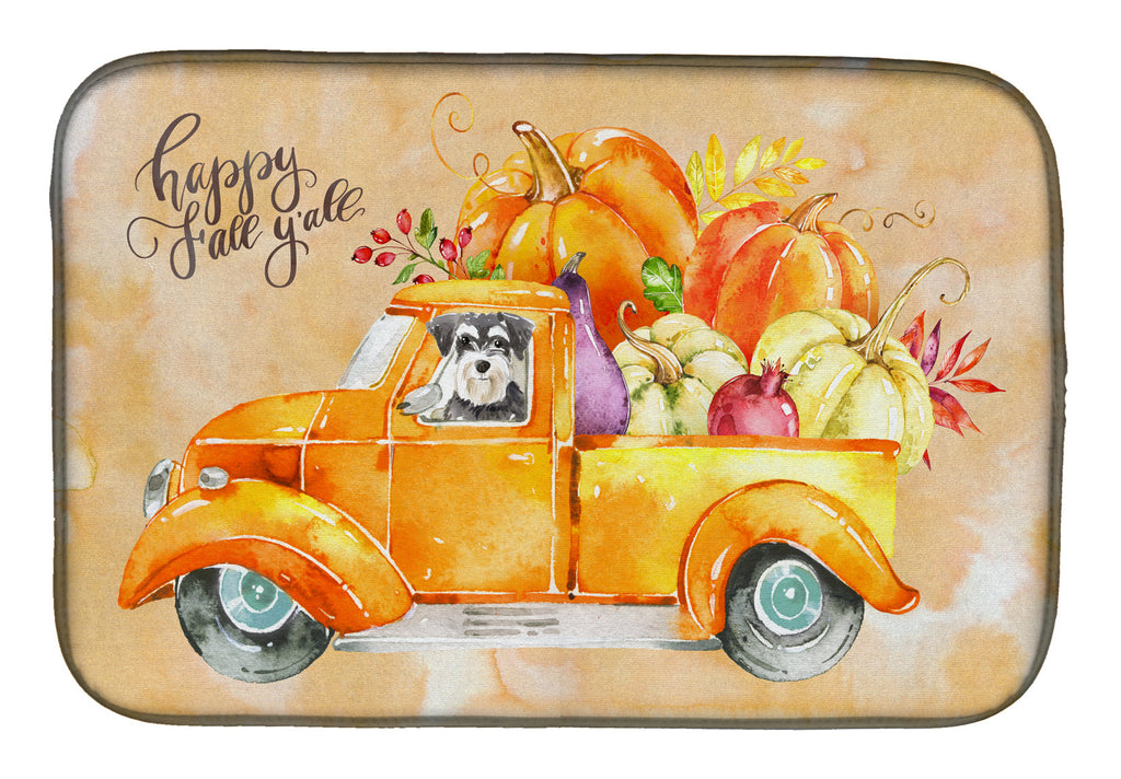 Fall Harvest Schnauzer Dish Drying Mat Absorbent Dish Drying Mat Pad for Kitchen Counter Dish Drainer Mat for Countertop, 14 x 21", Multicolor