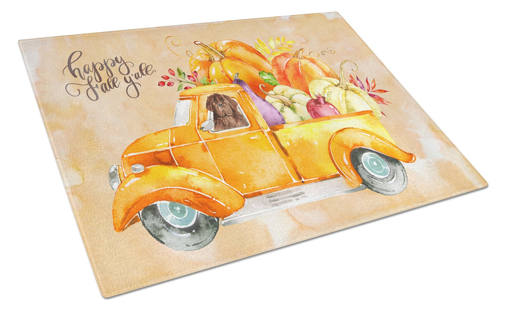 Fall Harvest Newfoundland Cutting Board Tempered Glass Kitchen Cutting Surface, Heat Resistant Chopping, Non-Slip Feet, Food Prep & Serving