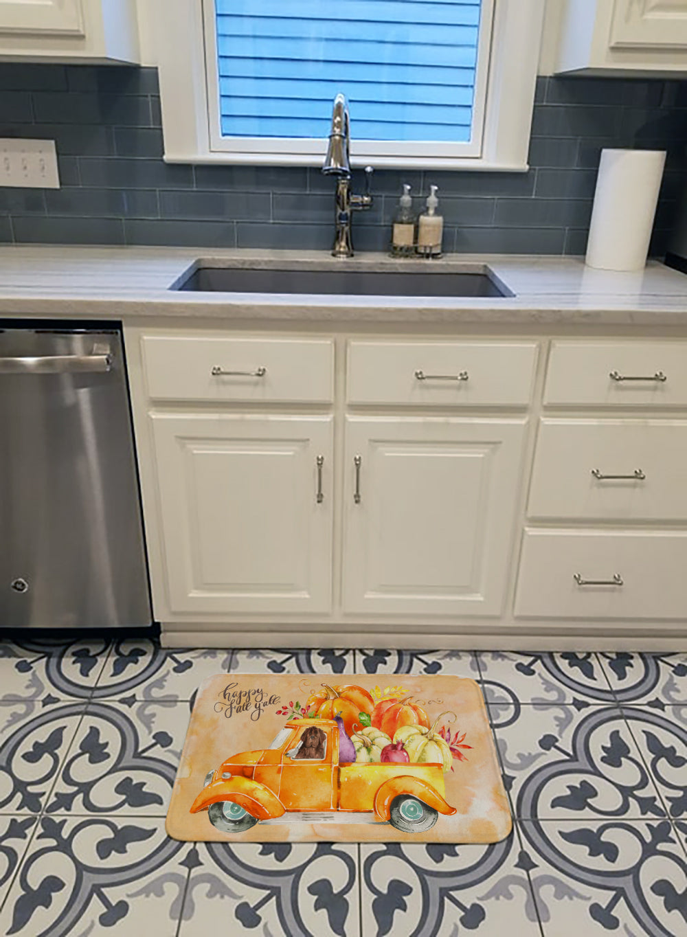 Fall Harvest Newfoundland Memory Foam Kitchen Mat Machine Washable Anti-Fatigue Cushion Comfort Bath or Kitchen Rug