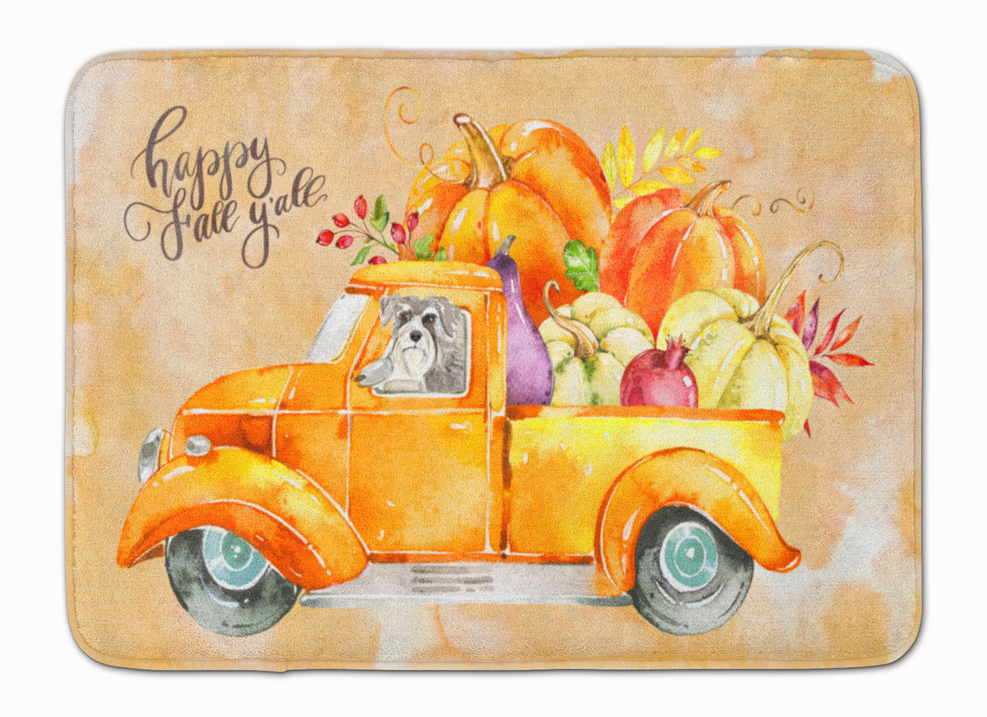 Fall Harvest Schnauzer #2 Memory Foam Kitchen Mat Machine Washable Anti-Fatigue Cushion Comfort Bath or Kitchen Rug