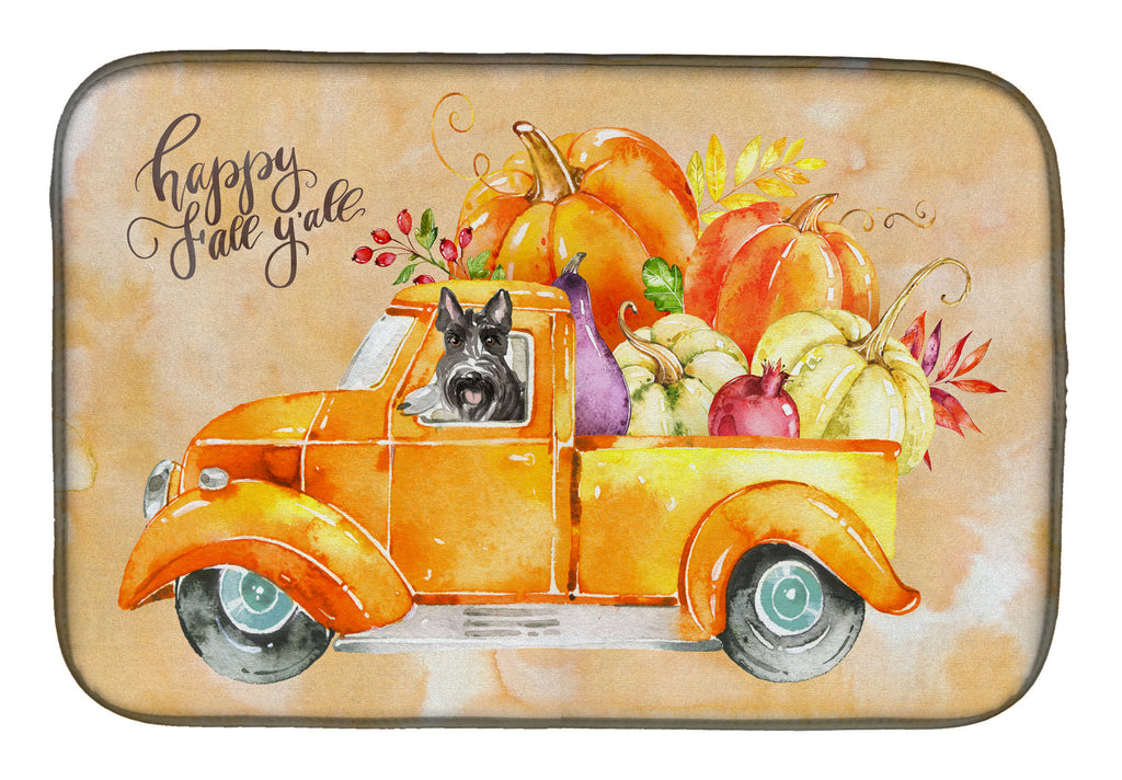 Fall Harvest Scottish Terrier Dish Drying Mat Absorbent Dish Drying Mat Pad for Kitchen Counter Dish Drainer Mat for Countertop, 14 x 21", Multicolor