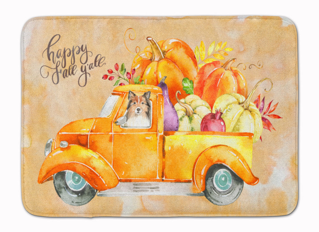 Fall Harvest Sheltie Memory Foam Kitchen Mat Machine Washable Anti-Fatigue Cushion Comfort Bath or Kitchen Rug
