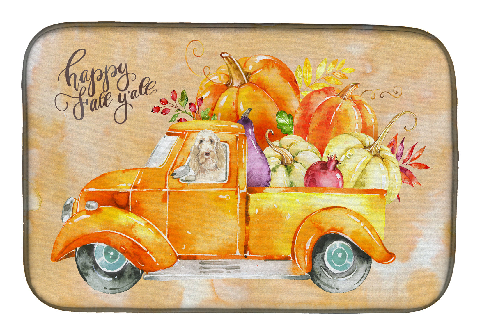 Fall Harvest Spinone Italiano Dish Drying Mat Absorbent Dish Drying Mat Pad for Kitchen Counter Dish Drainer Mat for Countertop, 14 x 21", Multicolor
