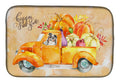 Fall Harvest Australian Shepherd Dish Drying Mat Absorbent Dish Drying Mat Pad for Kitchen Counter Dish Drainer Mat for Countertop, 14 x 21", Multicolor